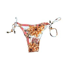 Maaji Floral Print Tie-Side Bikini Bottom Small Recycled Polyamide/Spandex Orang
